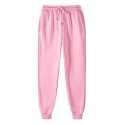 EMATOP Damen Baumwolle Sporthose High Waist Jogginghose Lang Warme Sweathose Casual Einfarbig Trainingshose Leicht Sport Freizeithose mit Taschen Kordelzug Laufhosen Weich Bequem Yogahose von EMATOP