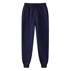 EMATOP Damen Baumwolle Sporthose High Waist Jogginghose Lang Warme Sweathose Casual Einfarbig Trainingshose Leicht Sport Freizeithose mit Taschen Kordelzug Laufhosen Weich Bequem Yogahose von EMATOP