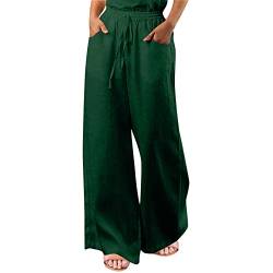 EMATOP Damen High Waist Leinenhose Sommer Lang Stoffhose Leinen Baumwolle Hose Einfarbig Weites Bein Freizeithose Elegant Leicht Sporthose Luftige Pumphose Yogahose Angebote des Tages Heute von EMATOP