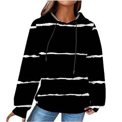 EMATOP Damen Langarm Kapuzenpullover Baumwolle Waffel Sweatshirt mit Kapuze Pulli Oberteil Shirts Streifen Pullover Herbst Winter Sport Hoodie Casual Lose Langarmshirt Kuschelig Kapuzenpulli von EMATOP