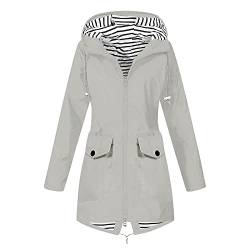 EMATOP Damen Outdoorjacke Leicht Winter Jacke Wasserdicht Atmungsaktive Regenjacke mit Kapuze Übergangsjacke Elegant Einfarbig Windbreaker Dünne Lang Softshelljacke Herbst Winter Funktionsjacke von EMATOP