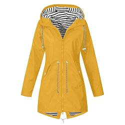 EMATOP Damen Outdoorjacke Leicht Winter Jacke Wasserdicht Atmungsaktive Regenjacke mit Kapuze Übergangsjacke Elegant Einfarbig Windbreaker Dünne Lang Softshelljacke Herbst Winter Funktionsjacke von EMATOP