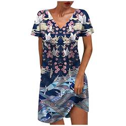 EMATOP Damen Sommerkleid V Ausschnitt Floral Spitze Quasten Spaghetti Trägerkleid Freizeitkleider Hi-Low Party Boho Beach Maxi Dress von EMATOP