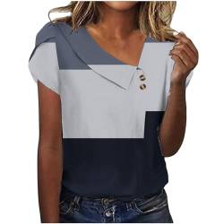 EMATOP Damen Tshirt Elegant V-Ausschnitt Kurzarm Tee Tops Sommer Casual Oberteile Bluse Longshirt Baumwolle Vintage Sommershirts Leicht Schöne Tunika Blusenshirt blitzangebote des Tages von EMATOP