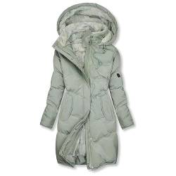 EMATOP Daunenjacke Damen Lang Elegant Mantel Warm Gefüttert Steppmantel Winter Outdoor Jacke mit Kapuze Wintermantel Einfarbig Mode Steppjacke Vintage Baumwolljacke Kuschelig Windbreaker von EMATOP