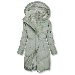 EMATOP Daunenjacke Damen Lang Elegant Mantel Warm Gefüttert Steppmantel Winter Outdoor Jacke mit Kapuze Wintermantel Einfarbig Mode Steppjacke Vintage Baumwolljacke Kuschelig Windbreaker von EMATOP