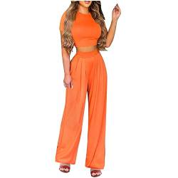 EMATOP Elegant Outfits Damen Sommer Hosenanzug 2 Teiler Crop Top und Lang Hose Freizeitanzug Boho Blumen Jogginganzug Zweiteiler Leicht Sportanzug Oberteile Hosen Tracksuit blitzangebote des tages von EMATOP