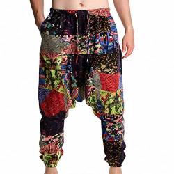 EMATOP Herren Haremshose Baggy Pumphose Yoga Tanz Strand Hosen Vintage Mode Freizeithose Pluderhose Elastische Taille Aladin Pants mit Taschen Aladinhose Weich Bequem Jogginghose Männer von EMATOP