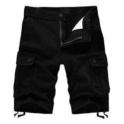 EMATOP Herren Outdoor Cargo Shorts Sommer Kurze Hosen Leichte Baumwolle Arbeitshose Casual Einfarbig Sporthose Regulär Fit Sommerhose mit Taschen Cargohose Sport Klassisch Laufhose für Männer von EMATOP