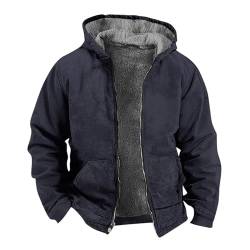 EMATOP Herren Winterjacke Warm Baumwolle Parka Jacke Lässiges Gefüttert Steppjacke Sports Einfarbig Motorradjacke mit Kapuze Taschen Winterparka Mantel Winter Winddicht Arbeitsjacke Trenchcoat von EMATOP