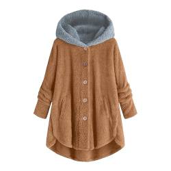 EMATOP Hoodie Damen Lang Fleecejacke Warm Einfarbig Plüschjacke Teddy Fleece Pullover Jacke mit Kapuze Wintermantel Herbst Winter Langarm Sweatjacke Kuschelig Flauschjacke Oversize Outwear von EMATOP