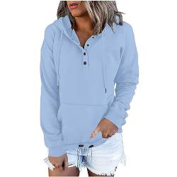 EMATOP Hoodies Damen Freizeit Sport Langarmshirt Lose Einfarbig Kapuzenpullover Oversize Pullover mit Kapuze Sweatshirt Langarm Einfarbig Hoodie Herbst Winter Training Pulli Streetwear von EMATOP