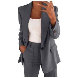 EMATOP Hosenanzüge für Damen Zweiteiler Elegant Blazer Hose Anzug Set Casual Büro Business Outfit Baumwolle Lang Freizeitanzug 2-Teilig Sportlich Tracksuit Einfarbig Workout Sets angebote des tages von EMATOP