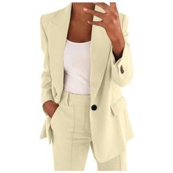 EMATOP Hosenanzüge für Damen Zweiteiler Elegant Blazer Hose Anzug Set Casual Büro Business Outfit Baumwolle Lang Freizeitanzug 2-Teilig Sportlich Tracksuit Einfarbig Workout Sets sale angebote von EMATOP