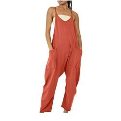 EMATOP Latzhose Jumpsuit Damen Baggy Oversize Lässige Locker Trägerhose Overalls Ärmellose Strampler Playsuit mit Große Taschen Arbeitshose Freizeitanzug Einteilig Sommeroverall von EMATOP