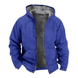 EMATOP Mantel Herren Warm Wollmantel Lässiges Baumwolle Winterjacke Langarm Einfarbig Steppjacke Winter Gefüttert Motorradjacke mit Kapuze Arbeitsjacke Winddicht Parka Jacke Wintermantel von EMATOP