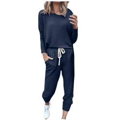 EMATOP Sportanzug Damen Casual Zweiteiler Outfit Baumwolle Langarm Sweatshirt und Lange Hose Trainingsanzug Yoga Sport Tracksuit Einfarbig Loose Freizeitanzug Jogginganzug sale online von EMATOP