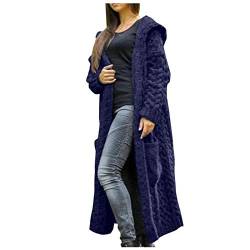 EMATOP Strickjacke Damen Lang Cardigan Grobstrick Winterjacke Einfarbige Lockere Übergangsjacke mit Kapuze Strickmantel Herbst Winter Strick Pullover Elegant Wintermäntel Pulli Sweater Mantel von EMATOP