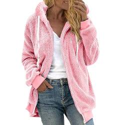 EMATOP Winterjacke Damen Teddy Fleece Mantel Flauschig Hoodie Jacken Warm Gefüttert Fleecejacke mit Kapuze Plüschjacke Herbst Winter Langarm Wintermantel Einfarbig Kuschelig übergangsjacke von EMATOP