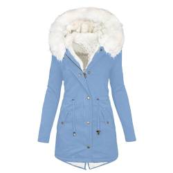 EMATOP Winterjacke Damen Warm Gefüttert Winter Parka Mantel Baumwolle Lang Wintermantel Einfarbig Langarm Steppjacke mit Kapuze Jacke Kuschelig Elegant Baumwolljacke Wanderjacke angebot von EMATOP