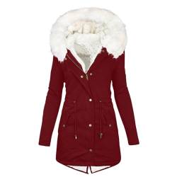 EMATOP Winterjacke Damen Warm Gefüttert Winter Parka Mantel Baumwolle Lang Wintermantel Einfarbig Langarm Steppjacke mit Kapuze Jacke Kuschelig Elegant Baumwolljacke Wanderjacke befristetes angebot von EMATOP