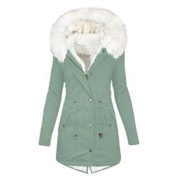 EMATOP Winterjacke Damen Warm Gefüttert Winter Parka Mantel Baumwolle Lang Wintermantel Einfarbig Langarm Steppjacke mit Kapuze Jacke Kuschelig Elegant Baumwolljacke Wanderjacke premium marken von EMATOP