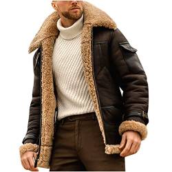 EMATOP Winterjacke Herren Warm Fleecejacke Mode Revers Skijacke Winddichte Wasserdicht Lederjacke Winter Fleece Softshelljacke Outdoor Gefüttert Jacke Windbreaker sale online von EMATOP