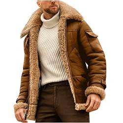 EMATOP Winterjacke Herren Warm Fleecejacke Mode Revers Skijacke Winddichte Wasserdicht Lederjacke Winter Fleece Softshelljacke Outdoor Gefüttert Jacke Windbreaker warehouse deals angebote von EMATOP