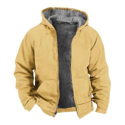 EMATOP Winterjacke Herren Warm Parka Jacke Freizeit Baumwolle Wollmantel Langarm Einfarbig Wintermantel mit Kapuze Fleecejacke Herbst Winter Winddicht Motorradjacke Outdoor Softshelljacke von EMATOP