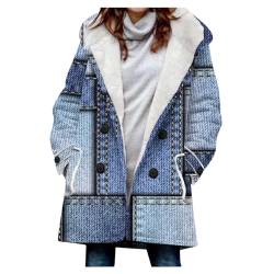 EMATOP Wintermantel Damen Warm Lang Parka Jacke Leicht Baumwolle Winterjacke mit Kapuze Winterparka Mantel Lässiges Langarm Kapuzenjacke mit Taschen Trenchcoat Herbst Winter Elegant Wollmantel von EMATOP