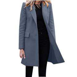 EMATOP Wollmantel Damen Winter Warm Jacke Trenchcoat Elegant Langer Mantel Klassische Revers Wintermantel Baumwolle Einfarbig Windbreaker Winddicht Winterjacke mit Taschen Übergangsjacke Outdoor von EMATOP