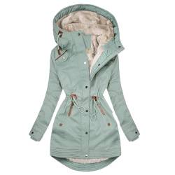 EMATOP angebote des tages heute deal Mantel Damen Lang Warm Gefüttert Winterjacke Elegant Langarm Pufferjacke Casual Baumwolle Steppjacke mit Kapuze Wintermantel Winter Fleece Winterparka Jacke von EMATOP