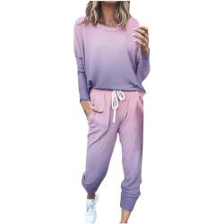 EMATOP befristetes angebot Damen Jogginganzug Set Casual Sport Trainingsanzug Langarm Baumwolle Freizeitanzug 2-Teilige Bluse Tops und Lang Hose Sportanzug Bunt Tie Dye Hosenanzug Outfit von EMATOP