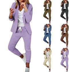 EMATOP befristetes angebot heute Hosenanzug für Damen Zweiteiliger Business Anzug Set Slim fit Freizeitanzug Revers Büro Blazer Hose 2-Teilig Tracksuit Elegant Taillierter Jogginganzug Streetwear von EMATOP