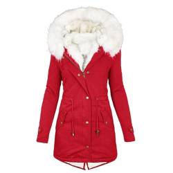 EMATOP black friday angebote 2023 Wintermantel Damen Warm Parka Jacke Langarm Baumwolle Winterjacke Fleece Gefüttert Steppjacke Winter Einfarbig Fleecejacke mit Kapuze Mantel Winterparka Pufferjacke von EMATOP