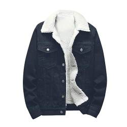 EMATOP black friday sale Jeansjacke Herren Winter Denim Jacke Warme Gefütterte Cordjacke Mode Revers Jeans Jacken mit Fell Mantel Casual Einfarbig Winterjacke Vintage Übergangsjacke von EMATOP