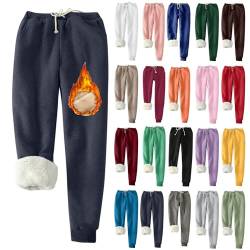 EMATOP blitzangebote des Tages Heute Jogginghose Damen Warme Fleece Sporthosen Winter Thermo Gefütterte Sweatpants Lang Baumwolle Freizeithose Elastische Taille Laufhose mit Taschen Yogahose von EMATOP