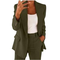 EMATOP sale angebote Zweiteiler Damen Elegant Business Anzug Set 2-Teilig Hosenanzug Sportlich Casual Tracksuit Baumwolle Revers Longblazer Lang Hosen Freizeitanzug Büro Outfit Streetwear von EMATOP