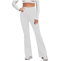 EMATOP tagesangebote Heute Yogahose Damen Lang Elegant Schlaghose Blickdicht Flared Leggings High Waist Sporthose Baumwolle Einfarbig Jogginghose Stretch Flared Hose Freizeithose von EMATOP