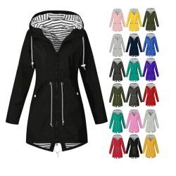 EMATOP tagesangebote heute Regenjacke Damen Leicht Lang Softshelljacke Wasserdicht Atmungsaktiv Regenmantel mit Kapuze Windbreaker Elegant Einfarbig Fahrradjacke Wanderjacke Übergangsjacke von EMATOP