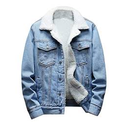 EMATOP warehouse deals angebote Jeansjacke Herren Winter Denim Jacke Warme Gefütterte Cordjacke Mode Revers Jeans Jacken mit Fell Mantel Casual Einfarbig Winterjacke Vintage Übergangsjacke von EMATOP