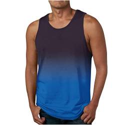 Herren Ärmellos Muskelshirt Sport Fitness Tank Top Casual Rundhals Unterhemd Gym T Shirts Mode Farbverlauf Weste Trägershirts Baumwolle Ärmelloses Oberteile für Männer Premium Marken von EMATOP