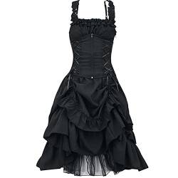 Mittelalter Kleid Damen Steampunk A-Linie Kleider Spitzen Vintage Gothic Kleidung Ärmellos Hohe Taille Abendkleid Halloween Kostüm Renaissance Mittelalterkleid Lang Elegant Partykleid von EMATOP