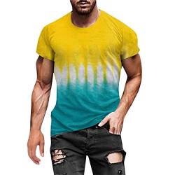 T-Shirts für Herren Sommer Casual Oberteile Rundhals Sport Kurzarm Tee Shirts Lustig Gradient Tunika Tops Vintage Baumwolle Sportshirt Regular Fit Fitness Laufshirt Angebote Tages blitzangebote von EMATOP