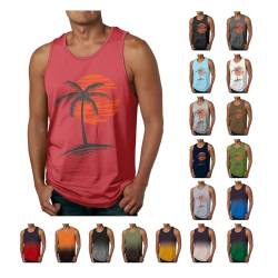 Tank Top Herren Sommer Ärmelloses Muskelshirts Casual Sport Tshirt Baumwolle Leicht Unterhemd Shirt Fitness Trägershirts Tee Tops Hawaii Tanktop Oberteile Laufshirt Angebote Tages blitzangebote von EMATOP