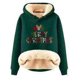 angebote des tages heute Damen Weihnachten Pullover Warm Baumwolle Sweatshirt Teddy Fleece Kapuzenpullover Langarm Sports Hoodie Lustig Rotweinglas Weihnachtspullover Casual Lose Fleecepullover von EMATOP