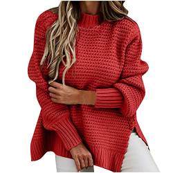 angebote des tages heute Pullover Damen Elegant Langarm Strickpullover Warm Grobstrick Sweatshirt Lässiges Lose Strickpulli Oberteile Rundhals Einfarbig Winterpullover Weich Bequem Langarmshirt von EMATOP