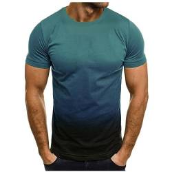 blitzangebote des Tages Herren Tshirt Sommer Sport Kurzarm Shirts Lose Rundhals Oberteile Casual Baumwolle Tunika Tops Vintage Farbverlauf Sportshirt Leicht Lustig T-Shirt Regular Fit Laufshirt von EMATOP