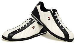 Bowling-Schuhe, 3G Kicks, Damen und Herren, für Rechts- und Linkshänder in 7 Farben Schuhgröße 36-48 (weiß-schwarz, 42.5 (US 10)) von EMAX Bowling Service GmbH MAXIMIZE YOUR GAME