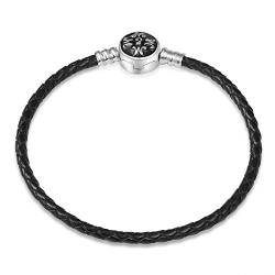 EMEMcharm Armband Silber Leder passen Beads Charm - Schwarz GM01 (18) von EMEMcharm